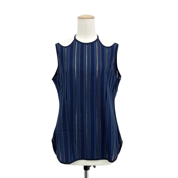 Mame Kurogouchi マメクロゴウチ Russell Jersey Sleeveless Top ストライプ ラッセルジャージートップ ネイビー 3 MM25FW-JS005