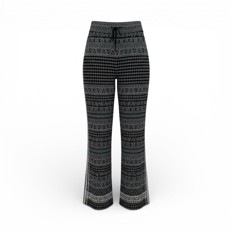 Mame Kurogouchi マメクロゴウチ Mishima Karatsu Small Floral Pattern Knitted Trousers 三島唐津ニットパンツ ネイビー 2 MM24FW-KN109