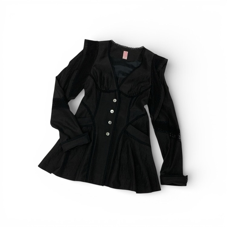 2025SS FETICO フェティコ LACE PANELED JACKET レースジャケット ブラック 1 FTC252-0208