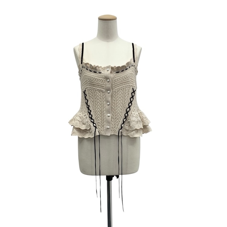 tanaka daisuke タナカダイスケ lace up ribbon knit camisole レースアップリボンニットキャミソール アイボリー F TD25SS-KN51