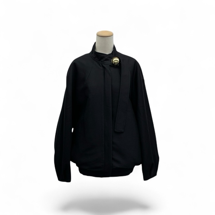 HARUNOBUMURATA ハルノブムラタ IVANA ROUND SHAPED ZIP UP WOOL BLOUSON GOLDボタン THE TOKYO別注 ジップアップブルゾン ブラック 34 HM24W217-STY02