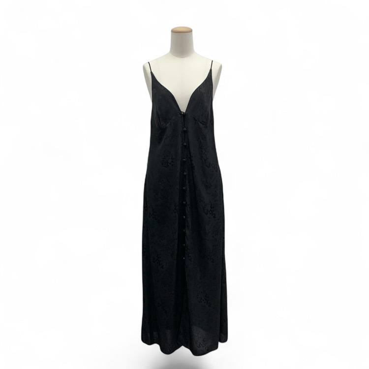 Mame Kurogouchi マメクロゴウチ Floral Jacquard Camisole Dress 野草柄ジャガードキャミソールワンピース ブラック 1 MM24FW-DR041
