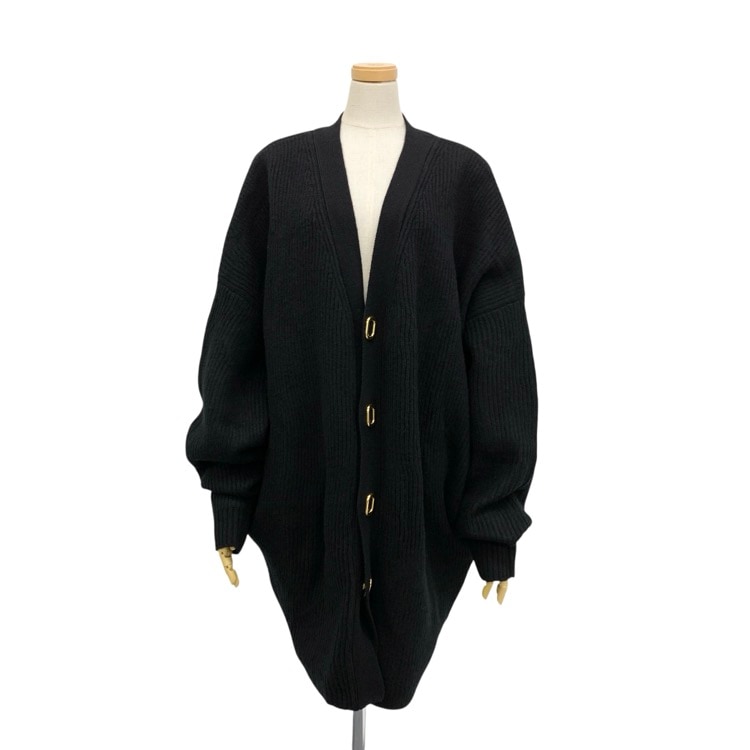 HARUNOBUMURATA ハルノブムラタ KASSEL ロングニットカーディガン ゴールドボタン ブラック 34 HM24W1014-FUK01