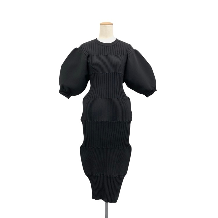 CFCL シーエフシーエル FLUTED SHORT PUFF SLEEVE DRESS フルーテッドショートパフスリーブドレスワンピース ブラック 1 CF007KH074