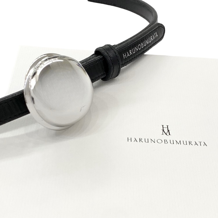 HARUNOBUMURATA ハルノブムラタ CUPOLABELT メタルバックル レザーベルト シルバー×ブラック HM23W1204-NUM01