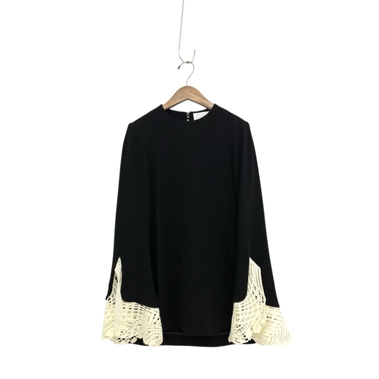 Mame Kurogouchi マメクロゴウチ Embroidered Cuff Top コード刺繍レースカフスブラウス ブラック 1 MM20FW-SH033