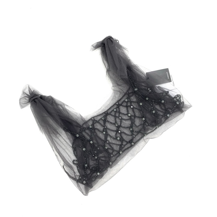 未使用品 Chika Kisada チカキサダ TULLE TOP チュールビジューレイヤードビスチェ ベスト グレー F CZ-24190