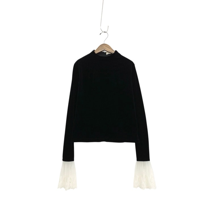 tanaka daisuke タナカダイスケ velours pullover 袖レースベロアプルオーバートップス ブラック 1 TD22AW-BL08