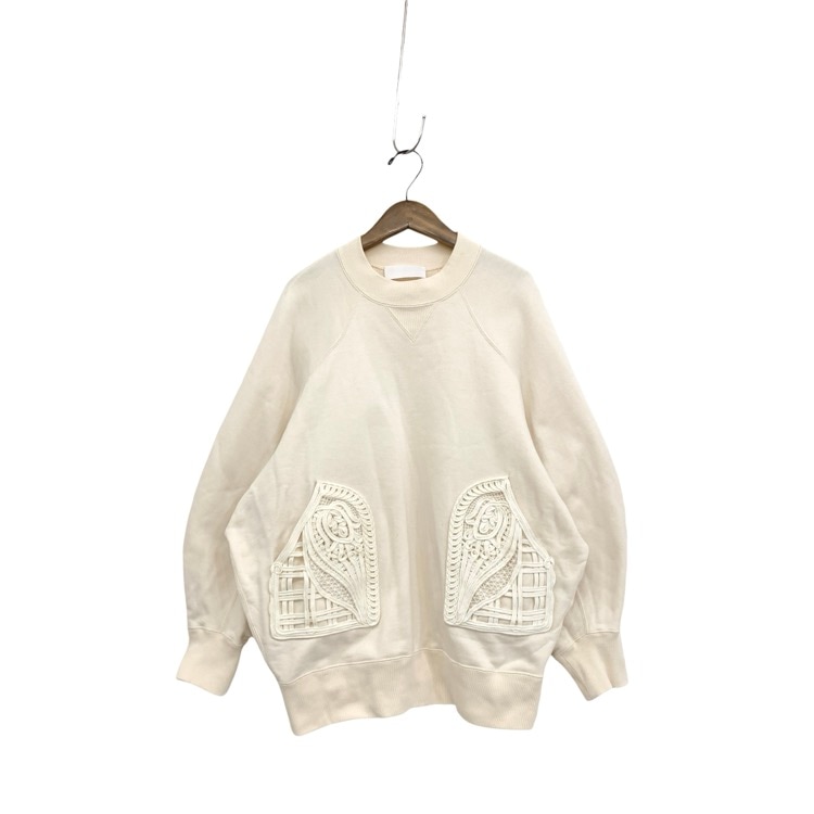 Mame Kurogouchi マメクロゴウチ Oversized Embroidered Sweatshirt コード刺繍オーバーサイズスウェット ホワイト 1 MM21PS-JS707