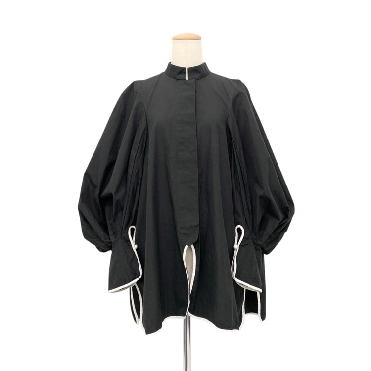 Mame Kurogouchi マメクロゴウチ Volume Sleeve Cotton Shirt ボリュームスリーブコットンシャツブラウス ブラック 1 MM20FW-SH509
