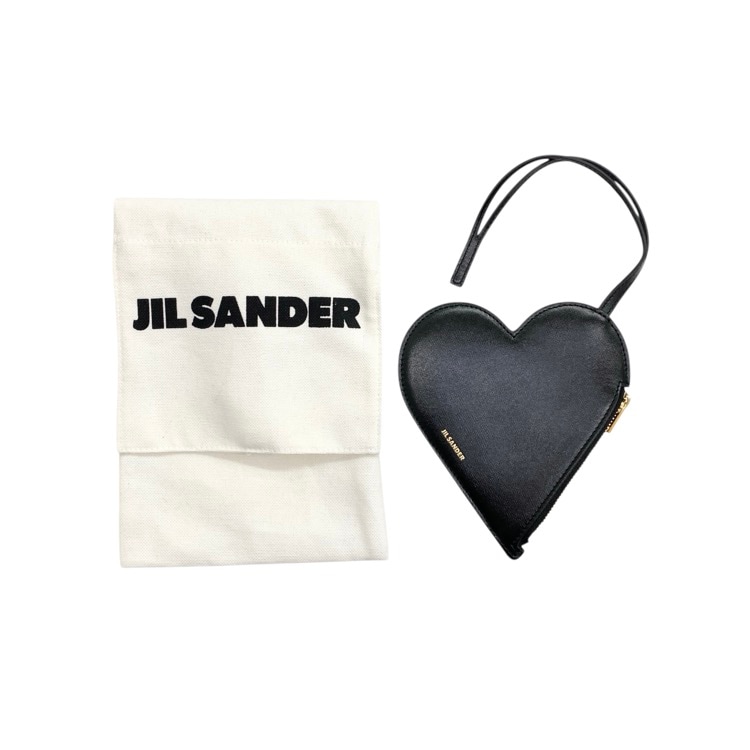 未使用品 JIL SANDER ジルサンダー HEART POUCH ハートポーチ コインケース ブラック