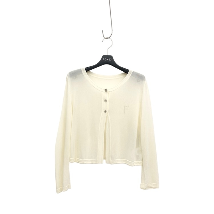 FOXEY フォクシー F.T カーディガン ホワイト 40 39675-KAJOA10D