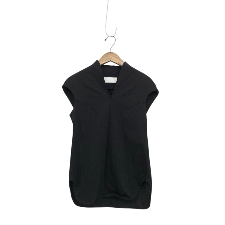 Mame Kurogouchi マメクロゴウチ Cotton Jersey French Sleeve Top コットンジャージースリーブレストップス ブラック 2 MM24FW-JS018