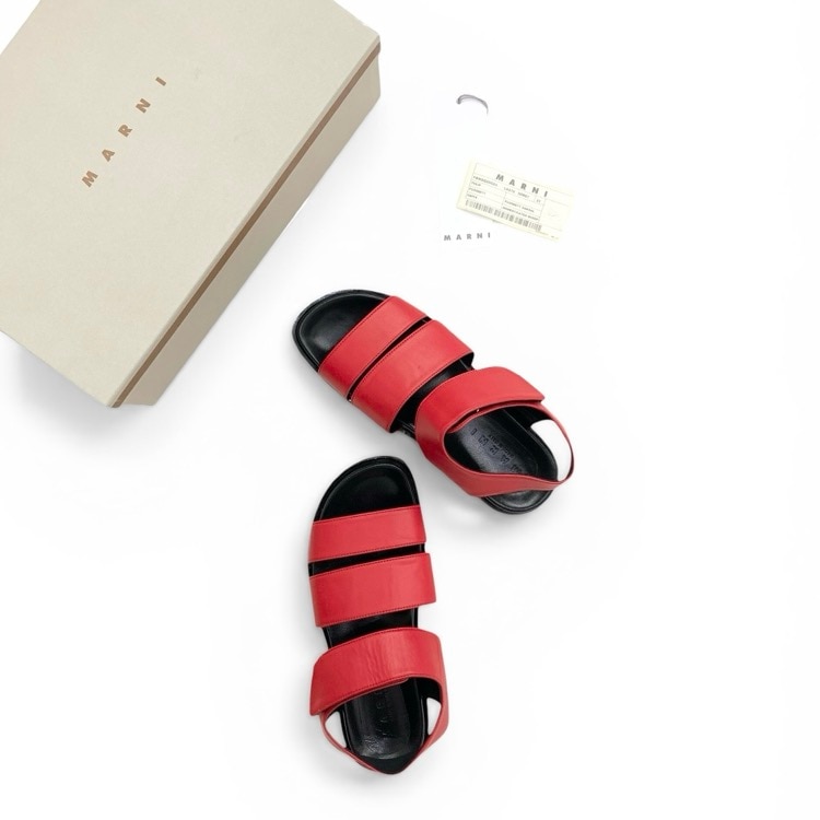 MARNI マルニ Fussbett フスベットべルトサンダル レッド 37 FBMSQ20G03