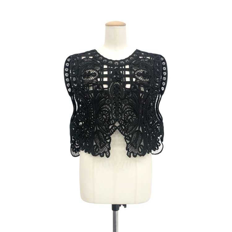 Mame Kurogouchi マメクロゴウチ Cord Embroidery Vest コード刺繍ベスト ブラック F MM24FW-SH091