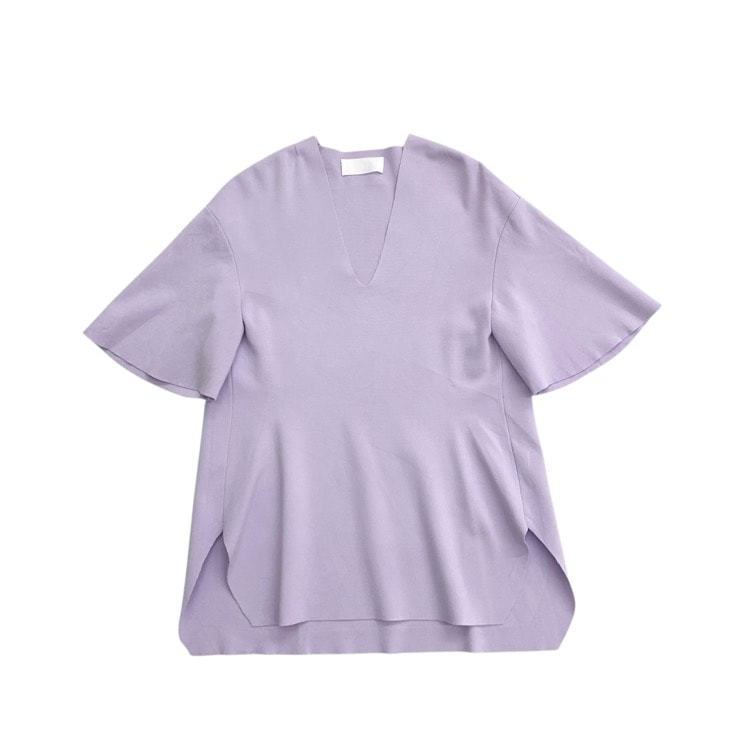 Mame Kurogouchi マメクロゴウチ Milano Ribbed V-Neck Top ミラノリブVネックニットトップス ラベンダー 1 MM22SS-KN047