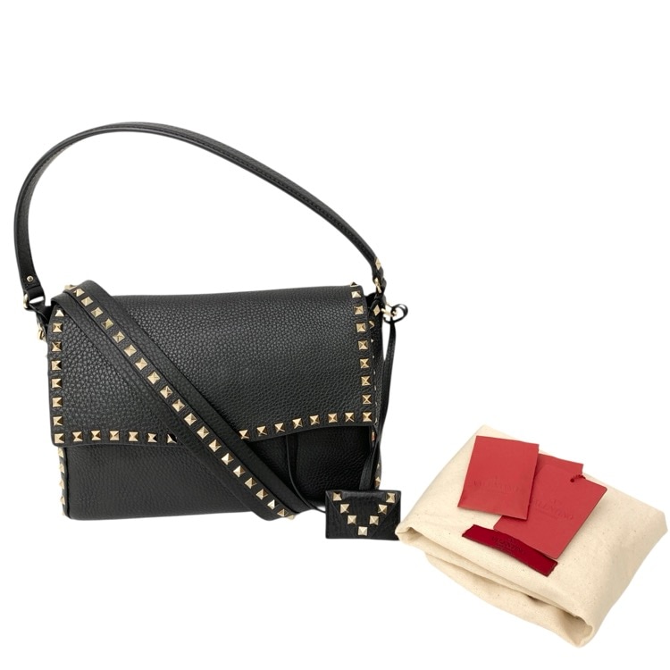 VALENTINO ヴァレンティノ ロックスタッズバッグ ショルダーストラップ付 ブラック