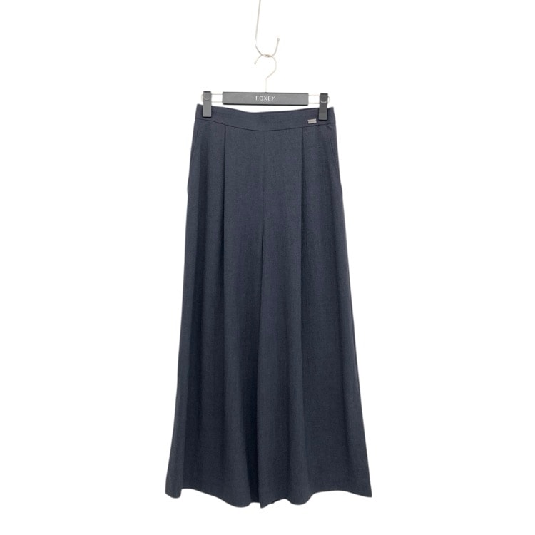 FOXEY フォクシー サイドスリットワイド パンツ ウォッシャブル ネイビー 38 40734-SPOA