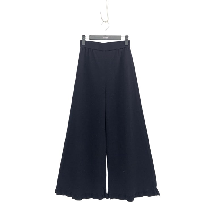 Rene ルネ 裾フリル ニットワイド パンツ ネイビー 34 6512270