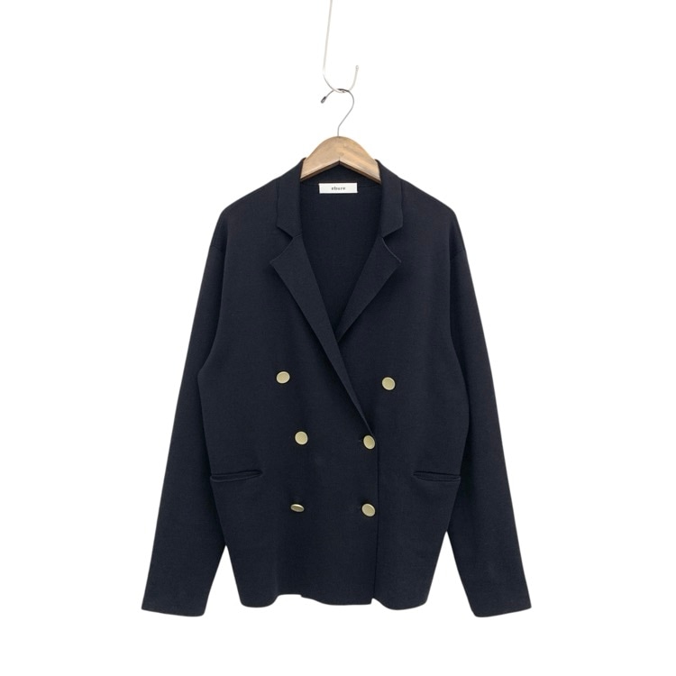 ebure エブール Cotton Silk knit Jacket シルクニットジャケット ネイビー 3710800283