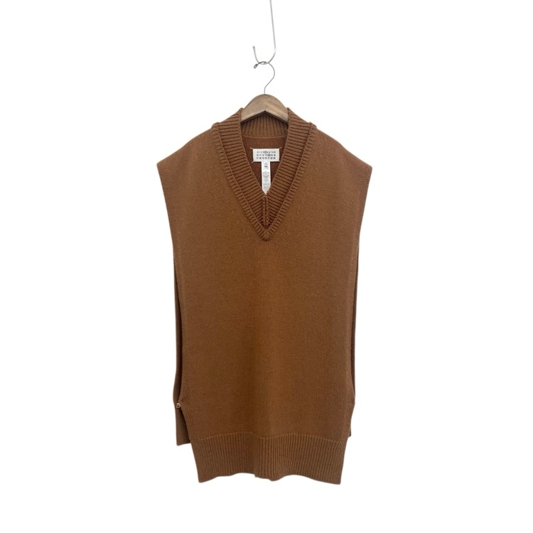 Maison Margiela メゾンマルジェラ Vネックリブニットベスト ブラウン S SI1TH0001 S18064