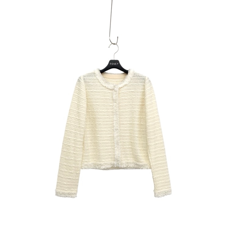 FOXEY フォクシー ニットジャケット エクレア アイボリー 38 44884-KAJOE