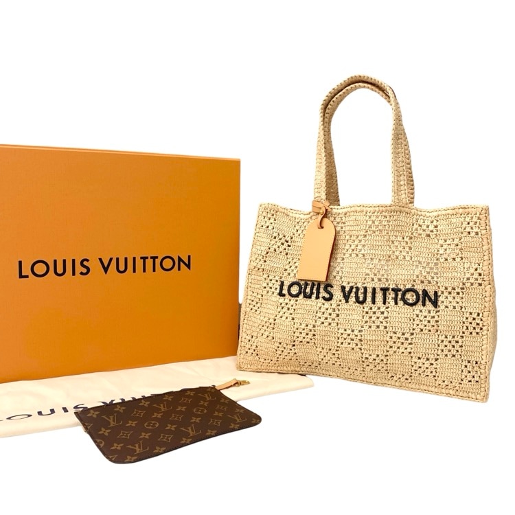 LOUIS VUITTON ルイ・ヴィトン サマーショッパートート ダミエ MM M25008 メンズ ラフィア