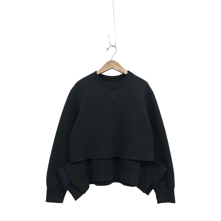 sacai サカイ レイヤードクロップドスウェット ブラック 2 23-06969