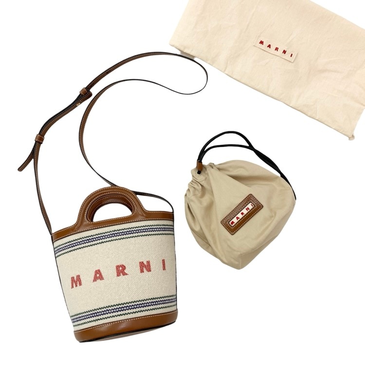 MARNI マルニ TROPICALIA トロピカリアバケットショルダーバッグ モカ スモール SCMP0056U2 P6457