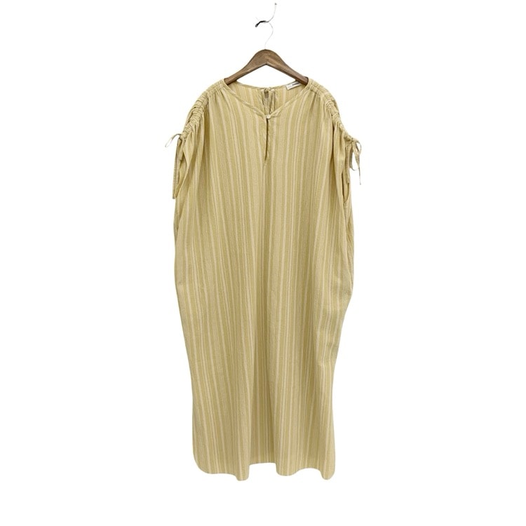 2025SS PHEENY フィーニー Cotton stripe N/S dress コットンストライプノースリーブワンピース ライム F PS25-OP02