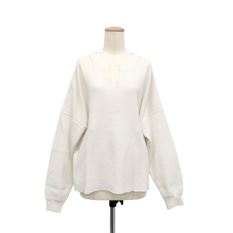 未使用品 Graphpaper グラフペーパー Waffle L/S Slit Neck Tee ワッフルロングTシャツ ホワイト 00 GL201-70131B