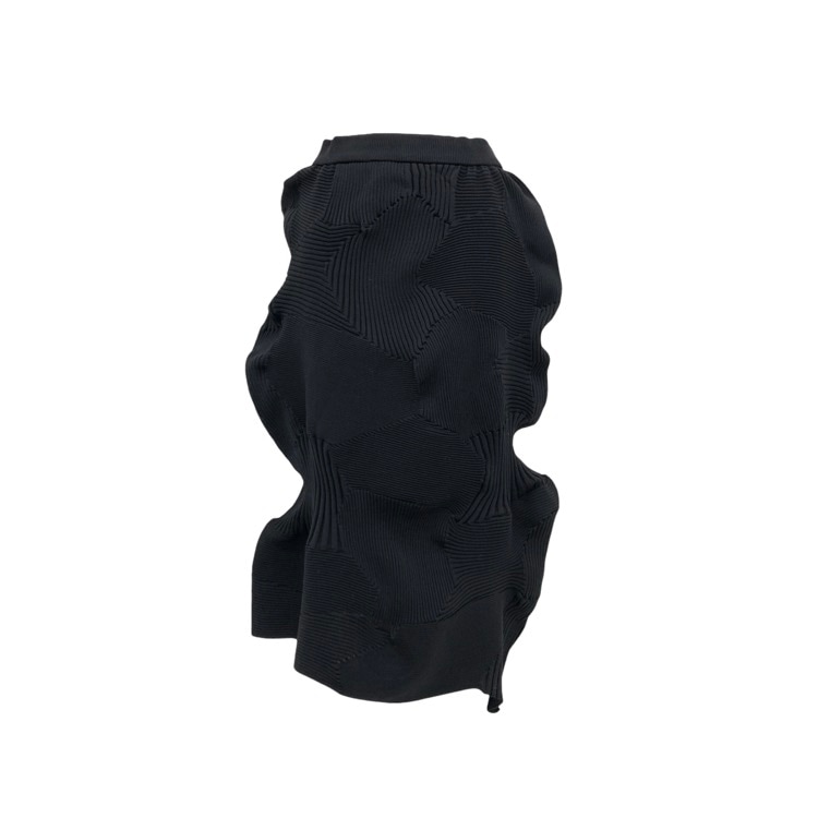 2025AW ISSEY MIYAKE イッセイミヤケ KONE KONE Skirt 変形ニットスカート ブラック 2 IM53KG260