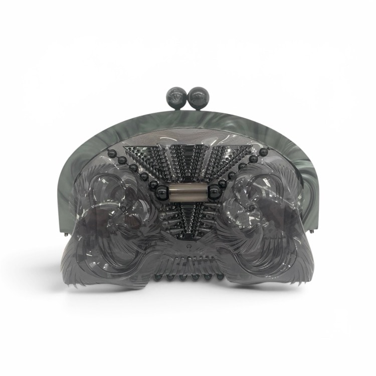 Mame Kurogouchi マメクロゴウチ Vinyl Chloride GAMAGUCHI Clutch Bag PVCがま口クラッチバッグ ブラック