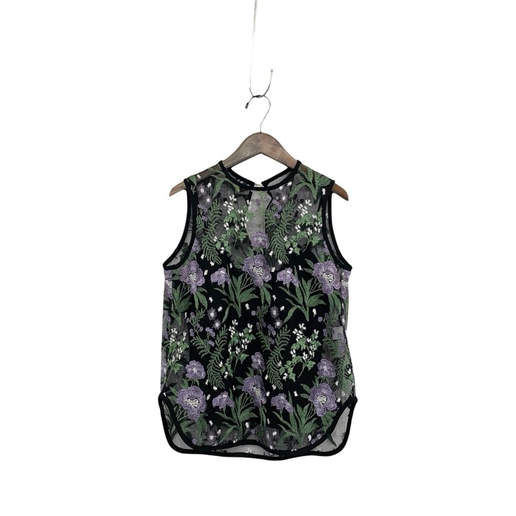 Mame Kurogouchi マメクロゴウチ Embroidery Sleeveless Blouse ボタニカルレースノースリーブブラウス パープル 1 MM19SS-SH701