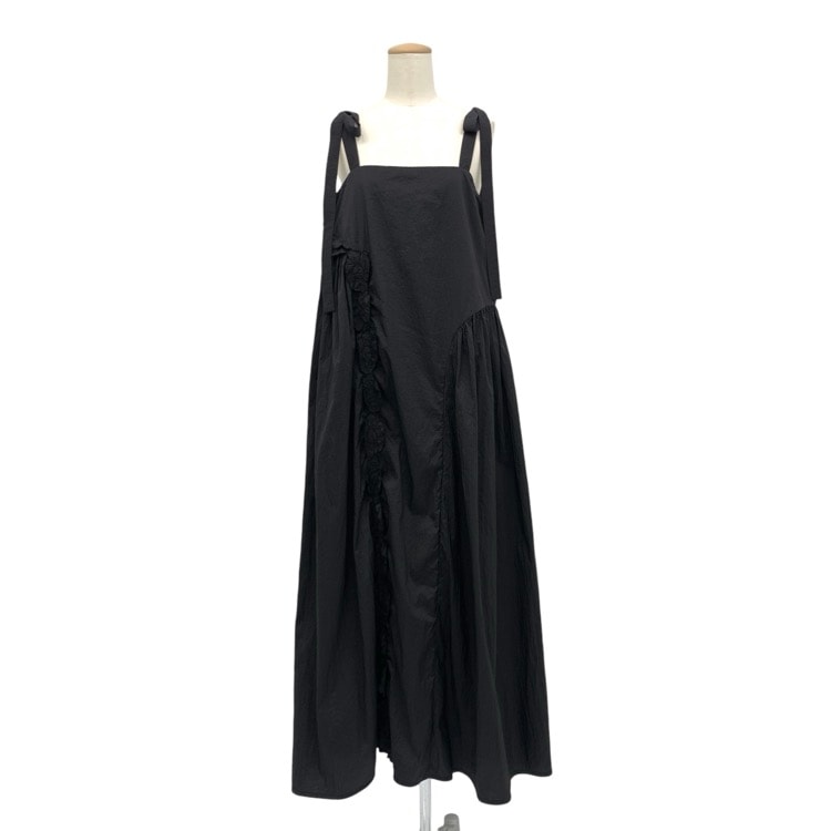 CECILIE BAHNSEN セシリーバンセン OAKLYN DRESS リボンストラップロングワンピース ブラック 8 3.24RTW10040