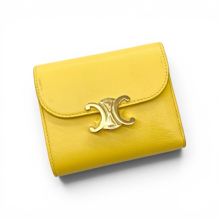 CELINE セリーヌ スモールフラップウォレット トリオンフ イエロー 10D783DPV