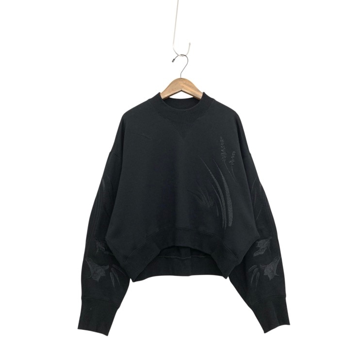 Mame Kurogouchi マメクロゴウチ Floral Motif Embroidered Sweatshirts 草花刺繍 ジャージー トップ ブラック 2 MM25FW-JS071