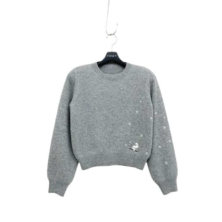 FOXEY フォクシー ニット トップ Ski Bunny カシミヤ グレー 38 44990-KSTOY