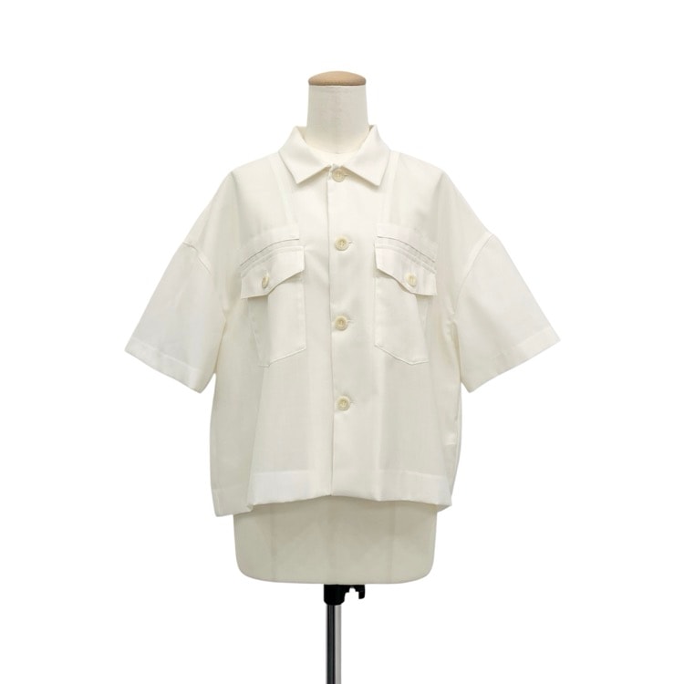 sacai サカイ Short-sleeved shirt プリーツ ブラウス オフホワイト 2 25-07638