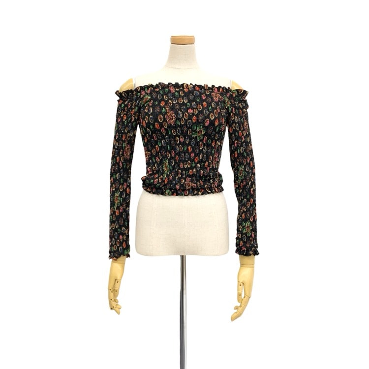 CHANEL シャネル トップス オフショルダー トップス ブラック マルチカラー 34 P70157V48980