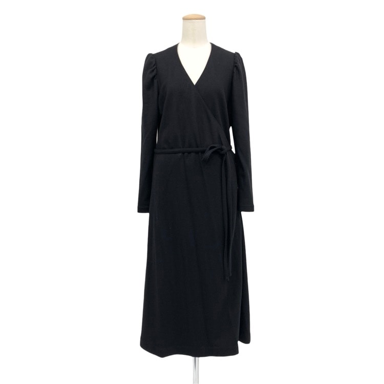 BORDERS at BALCONY ボーダーズアットバルコニー JERSEY WRAP DRESS ジャージーラップドレス ウール ワンピース ブラック 38 BD2321I-2K-55