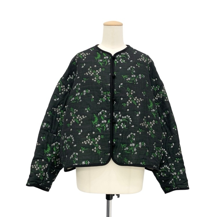 Mame Kurogouchi マメクロゴウチ Floral Jacquard Jacket 伊勢丹別注 小花柄ジャガードキルティングジャケット ブラック 1 MM20FW-JK504