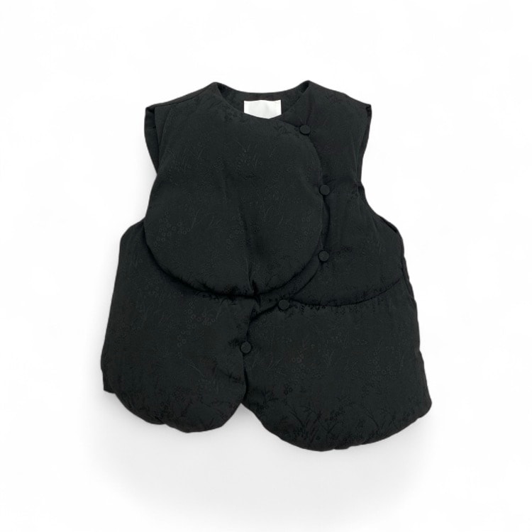 Mame Kurogouchi マメクロゴウチ Floral Jacquard Rounded Down Vest フローラルジャガードダウンベスト ブラック 3 MM25FW-JK013