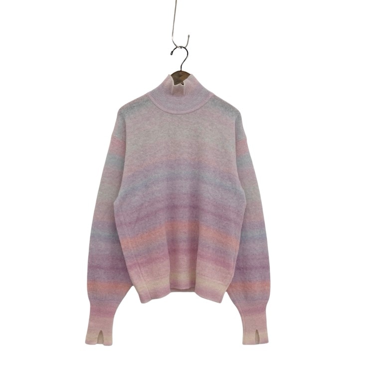 Mame Kurogouchi マメクロゴウチ Gradation High Neck Knit Top グラデーションアルパカハイネックニット ピンク 2 MM26SS-KN005