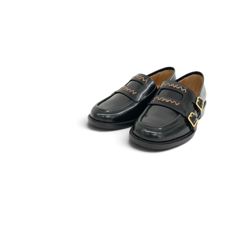 MARNI マルニ ダブルバックルカーフレザーローファー Bambi 3.0 ブラック 36 MOMS006002