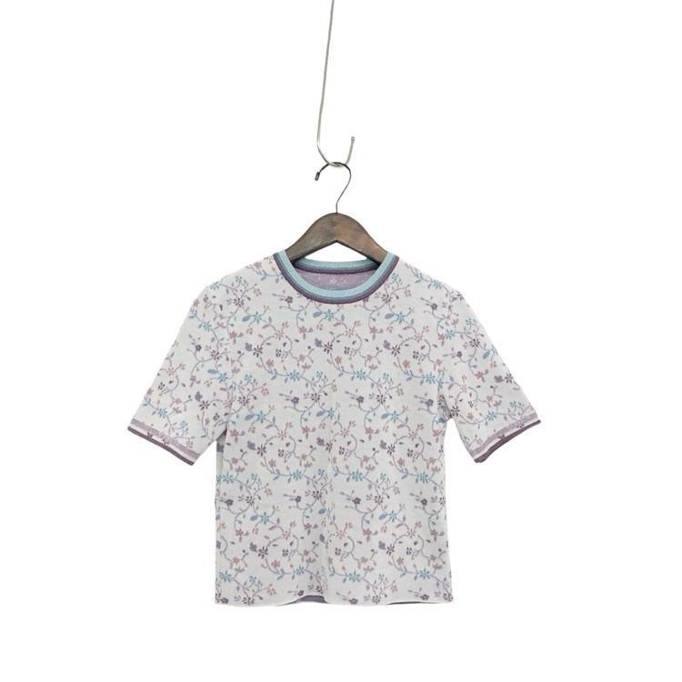 Mame Kurogouchi マメクロゴウチ Floral Motif Glitter Short Sleeve Knit Top ショート丈 ニット トップス ホワイト 1 MM26SS-KN008