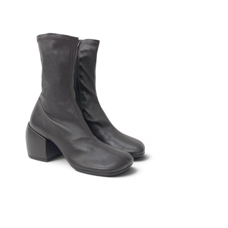 DRIES VAN NOTEN ドリスヴァンノッテン チャンキーヒール レザー ショートブーツ スクエアトゥ ダークブラウン 36 WS242-1298-H65
