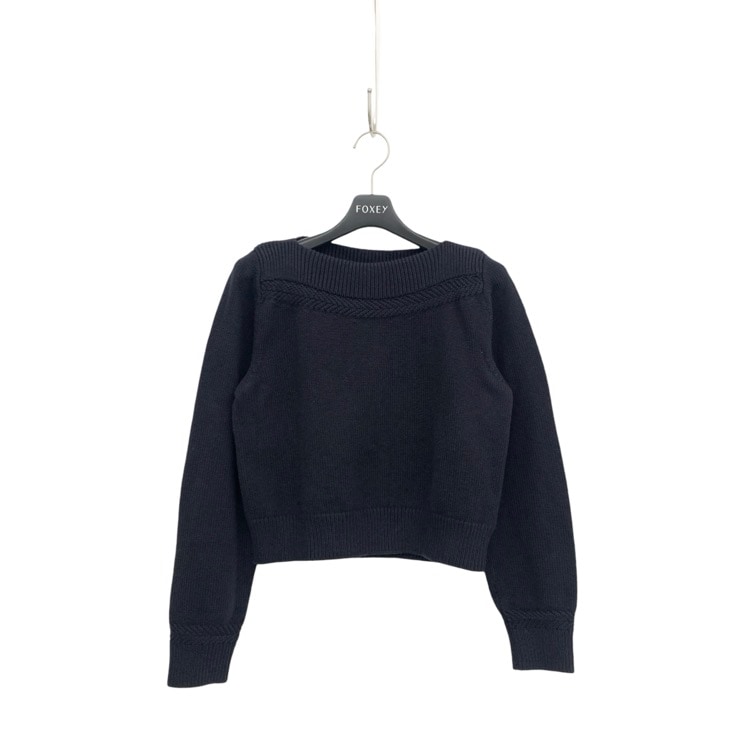 FOXEY NEWYORK フォクシー ニットトップ メレンゲ ボートネック ネイビー 38 43396-NSKOX602VT
