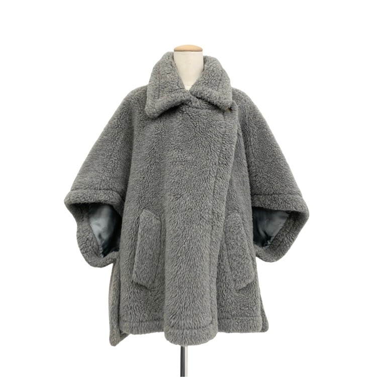 MaxMara マックスマーラ テディ ベア ケープ ボア コート グレー