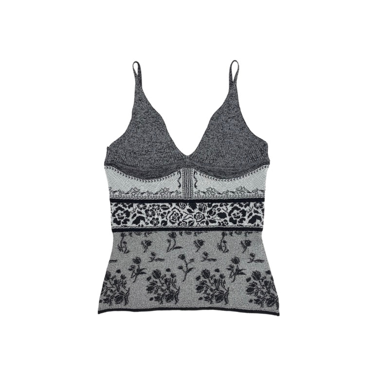 Mame Kurogouchi マメクロゴウチ Floral Jacquard Knit Camisole Top ブラック 2 MM26SS-KN083
